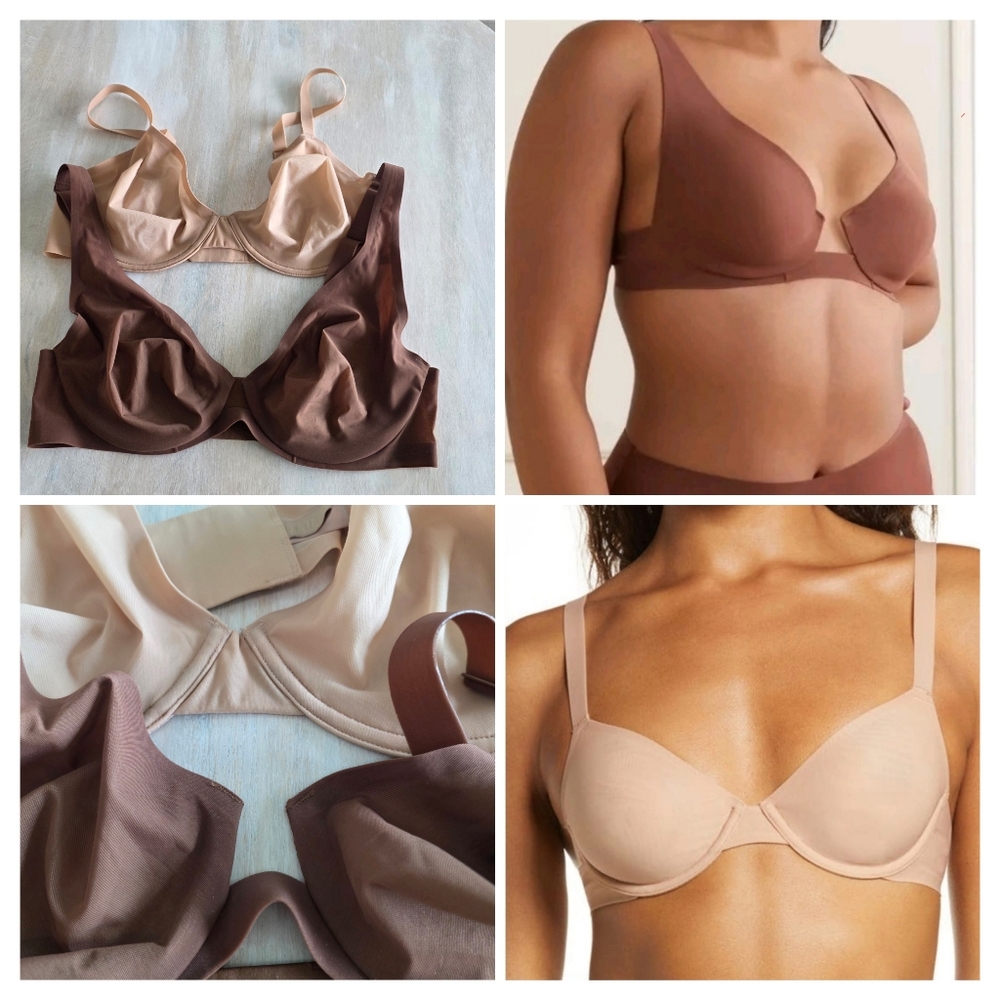2pcs NWOT/ SKIMS Naked Underwire Demi Bra, Naked Underwire Plunge Bra 38D